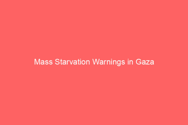 Mass Starvation Warnings in Gaza Mass Starvation Warnings in Gaza